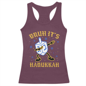 Bruh Hanukkah Racerback Tank Top Funny Dabbing Dreidel Love Jewish Chanukah Jew Gift TS10 Maroon Print Your Wear