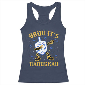 Bruh Hanukkah Racerback Tank Top Funny Dabbing Dreidel Love Jewish Chanukah Jew Gift TS10 Navy Print Your Wear