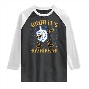 Bruh Hanukkah Raglan Shirt Funny Dabbing Dreidel Love Jewish Chanukah Jew Gift TS10 Black White Print Your Wear