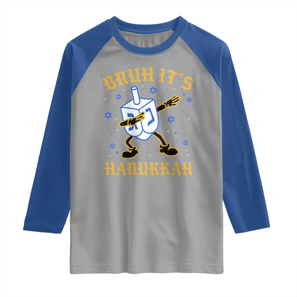 Bruh Hanukkah Raglan Shirt Funny Dabbing Dreidel Love Jewish Chanukah Jew Gift TS10 Sport Gray Royal Print Your Wear
