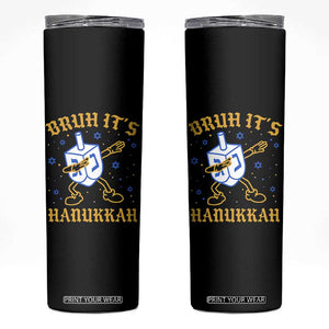 Bruh Hanukkah Skinny Tumbler Funny Dabbing Dreidel Love Jewish Chanukah Jew Gift TS10 Black Print Your Wear