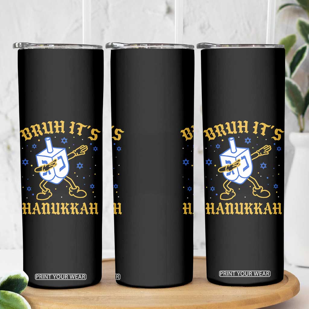 Bruh Hanukkah Skinny Tumbler Funny Dabbing Dreidel Love Jewish Chanukah Jew Gift TS10 Print Your Wear