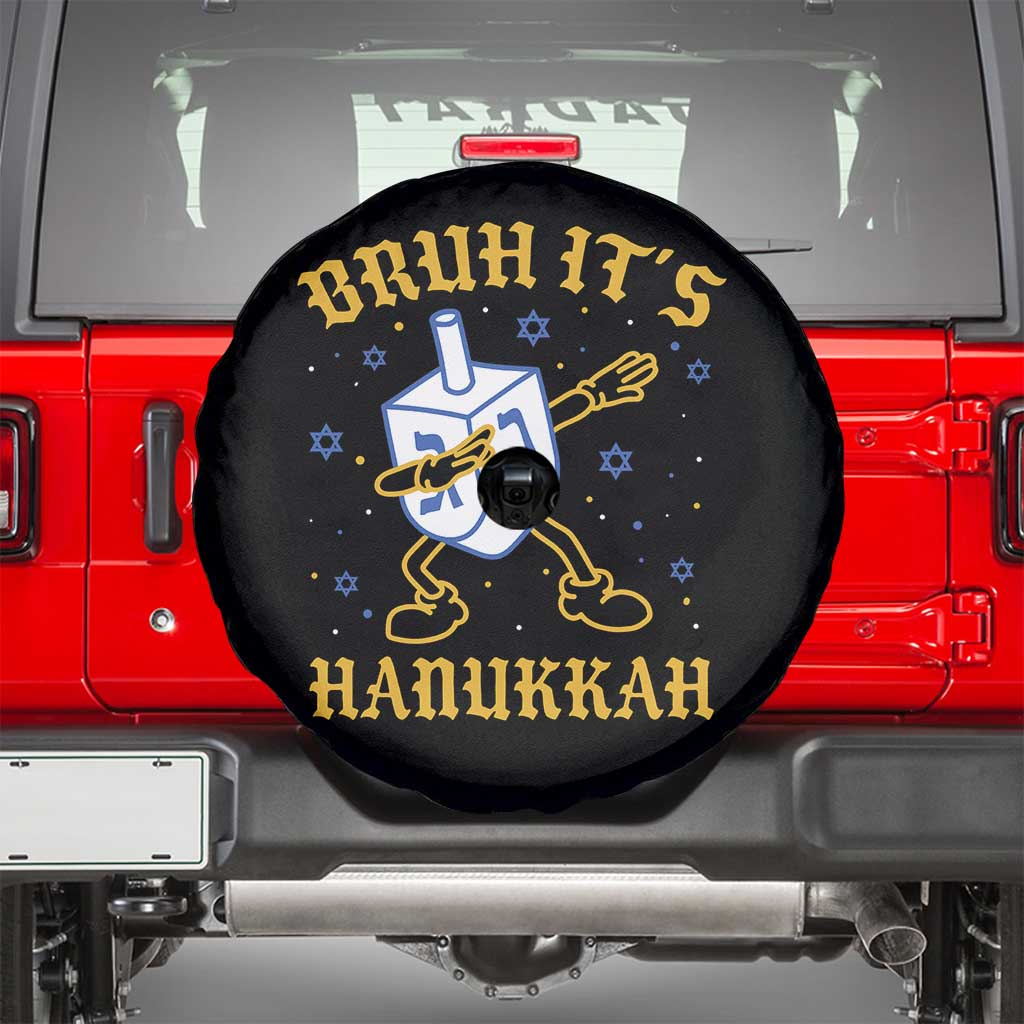 Bruh Hanukkah Spare Tire Cover Funny Dabbing Dreidel Love Jewish Chanukah Jew Gift TS10 Black Print Your Wear