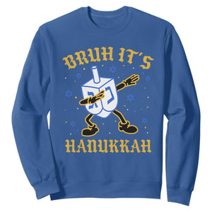 Bruh Hanukkah Sweatshirt Funny Dabbing Dreidel Love Jewish Chanukah Jew Gift TS10 Royal Blue Print Your Wear