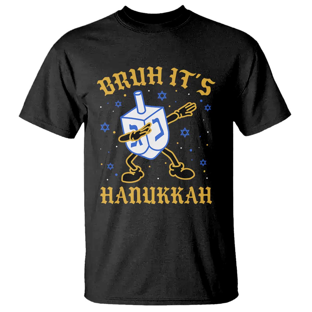 Bruh Hanukkah T Shirt Funny Dabbing Dreidel Love Jewish Chanukah Jew Gift TS10 Black Print Your Wear