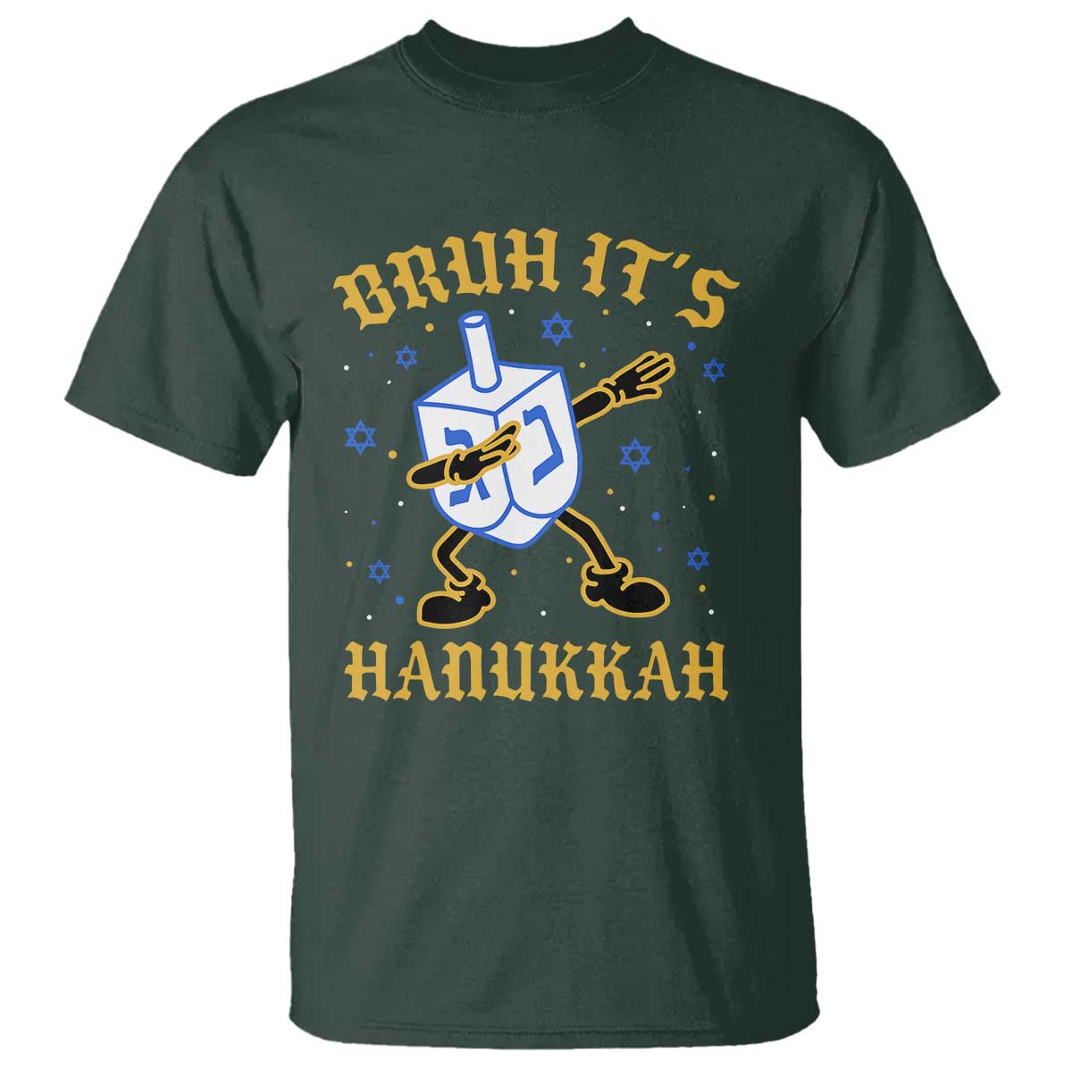 Bruh Hanukkah T Shirt Funny Dabbing Dreidel Love Jewish Chanukah Jew Gift TS10 Dark Forest Green Print Your Wear