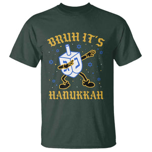 Bruh Hanukkah T Shirt Funny Dabbing Dreidel Love Jewish Chanukah Jew Gift TS10 Dark Forest Green Print Your Wear