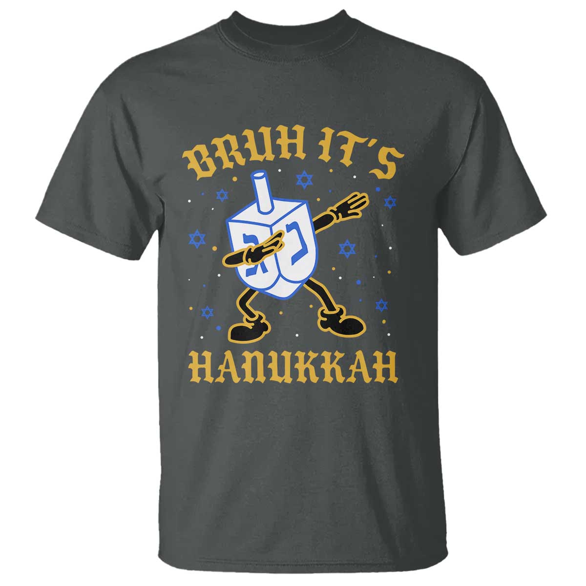 Bruh Hanukkah T Shirt Funny Dabbing Dreidel Love Jewish Chanukah Jew Gift TS10 Dark Heather Print Your Wear