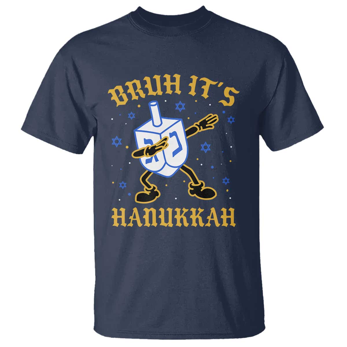 Bruh Hanukkah T Shirt Funny Dabbing Dreidel Love Jewish Chanukah Jew Gift TS10 Navy Print Your Wear