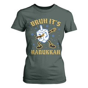 Bruh Hanukkah T Shirt For Women Funny Dabbing Dreidel Love Jewish Chanukah Jew Gift TS10 Dark Forest Green Print Your Wear