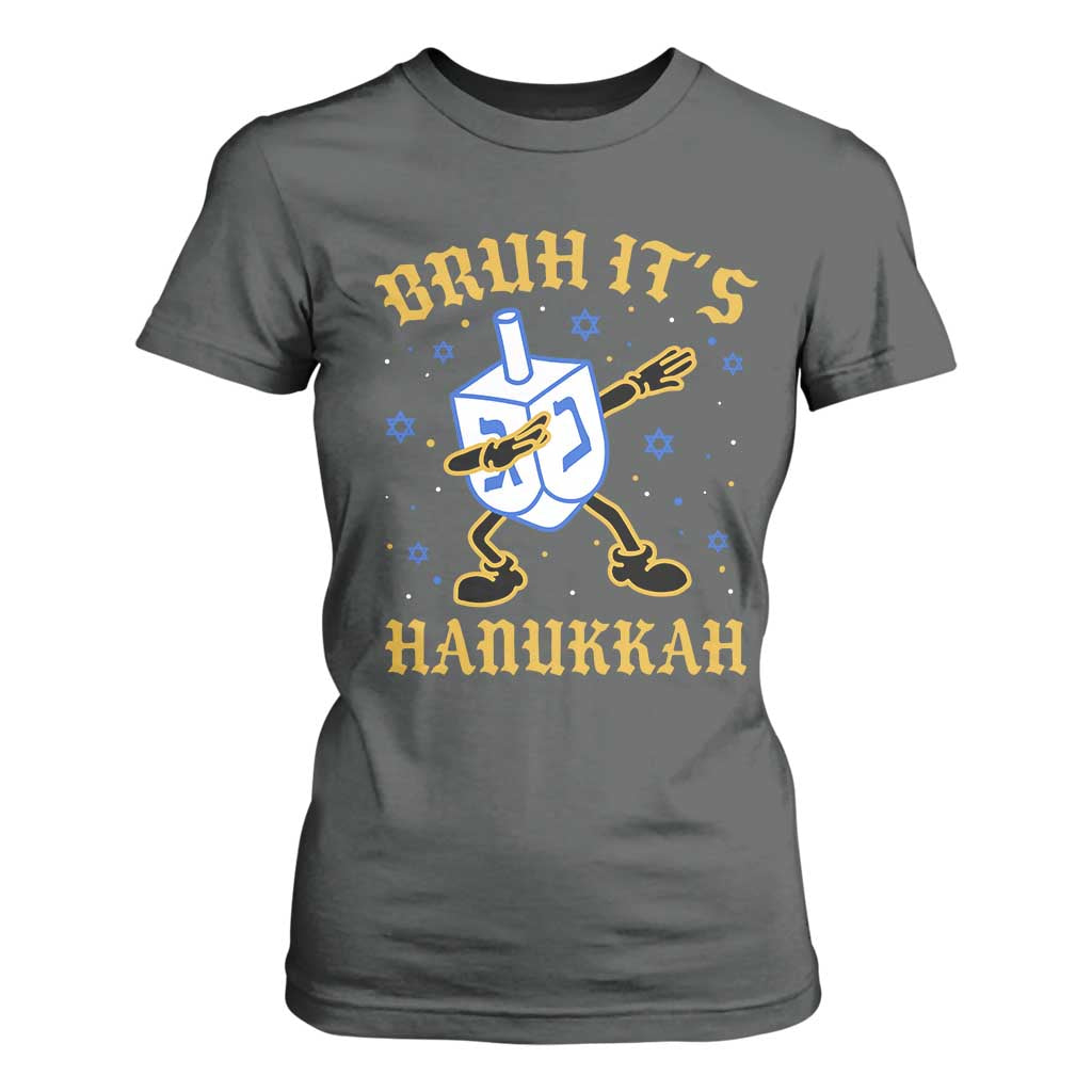 Bruh Hanukkah T Shirt For Women Funny Dabbing Dreidel Love Jewish Chanukah Jew Gift TS10 Dark Heather Print Your Wear