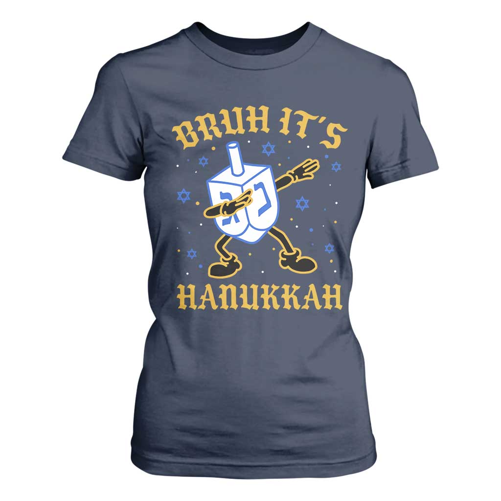 Bruh Hanukkah T Shirt For Women Funny Dabbing Dreidel Love Jewish Chanukah Jew Gift TS10 Navy Print Your Wear