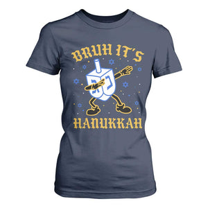 Bruh Hanukkah T Shirt For Women Funny Dabbing Dreidel Love Jewish Chanukah Jew Gift TS10 Navy Print Your Wear