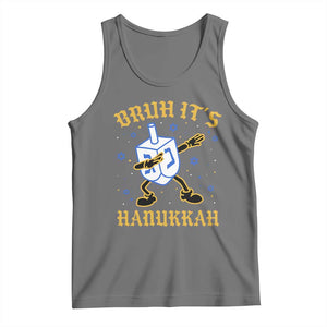 Bruh Hanukkah Tank Top Funny Dabbing Dreidel Love Jewish Chanukah Jew Gift TS10 Black Heather Print Your Wear