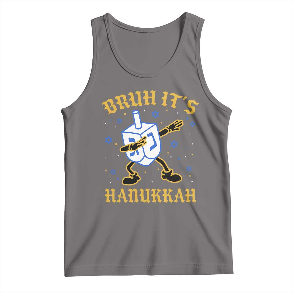 Bruh Hanukkah Tank Top Funny Dabbing Dreidel Love Jewish Chanukah Jew Gift TS10 Deep Heather Print Your Wear