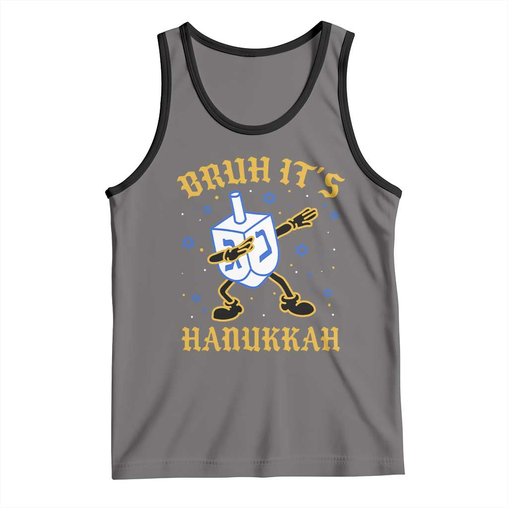 Bruh Hanukkah Tank Top Funny Dabbing Dreidel Love Jewish Chanukah Jew Gift TS10 Deep Heather Black Print Your Wear