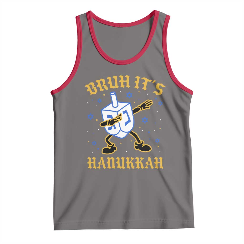 Bruh Hanukkah Tank Top Funny Dabbing Dreidel Love Jewish Chanukah Jew Gift TS10 Deep Heather Red Print Your Wear