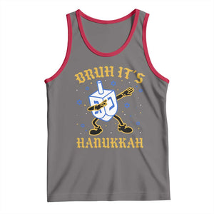 Bruh Hanukkah Tank Top Funny Dabbing Dreidel Love Jewish Chanukah Jew Gift TS10 Deep Heather Red Print Your Wear