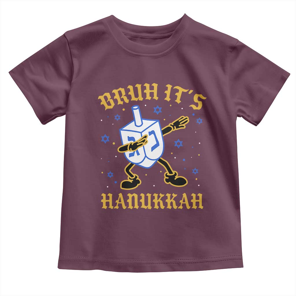 Bruh Hanukkah Toddler T Shirt Funny Dabbing Dreidel Love Jewish Chanukah Jew Gift TS10 Maroon Print Your Wear