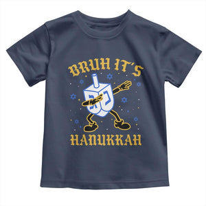 Bruh Hanukkah Toddler T Shirt Funny Dabbing Dreidel Love Jewish Chanukah Jew Gift TS10 Navy Print Your Wear