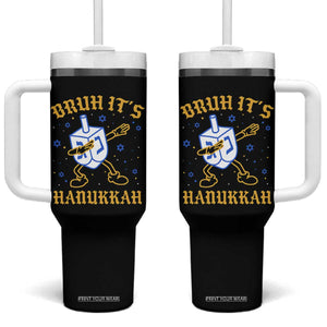 Bruh Hanukkah Tumbler With Handle Funny Dabbing Dreidel Love Jewish Chanukah Jew Gift TS10 One Size: 40 oz Black Print Your Wear