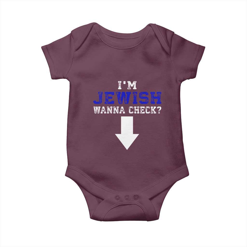 Funny Jewish Baby Onesie Im Jewish Wanna Check TS10 Maroon Print Your Wear