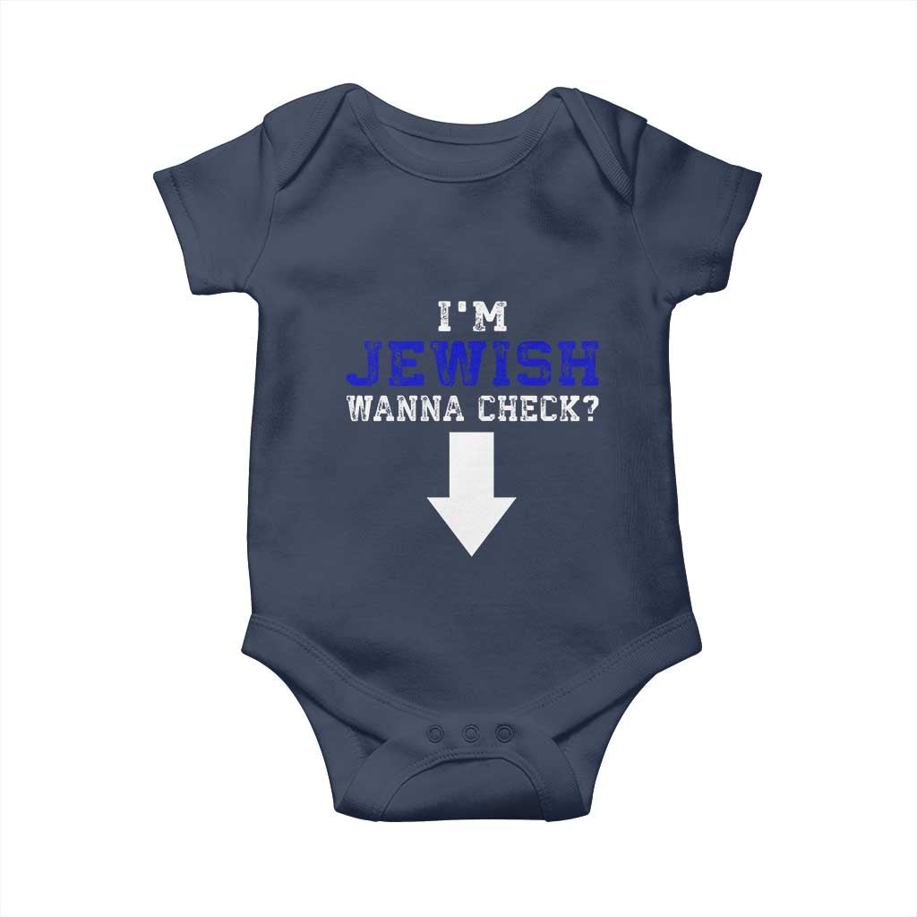 Funny Jewish Baby Onesie Im Jewish Wanna Check TS10 Navy Print Your Wear