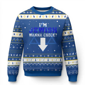 Funny Jewish Hanukkah Ugly Sweater Im Jewish Wanna Check TS10 Blue White Print Your Wear