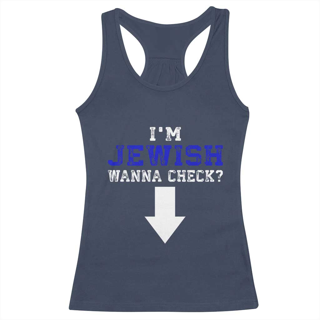 Funny Jewish Racerback Tank Top Im Jewish Wanna Check TS10 Navy Print Your Wear