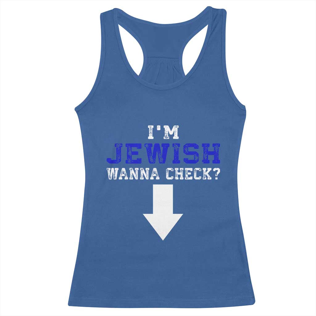 Funny Jewish Racerback Tank Top Im Jewish Wanna Check TS10 Royal Blue Print Your Wear