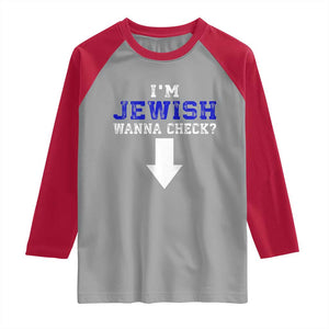 Funny Jewish Raglan Shirt Im Jewish Wanna Check TS10 Sport Gray Red Print Your Wear
