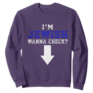 Funny Jewish Sweatshirt Im Jewish Wanna Check TS10 Purple Print Your Wear