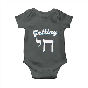 Funny Jewish Baby Onesie Getting Chai High Hanukkah Humor TS10 Dark Heather Print Your Wear