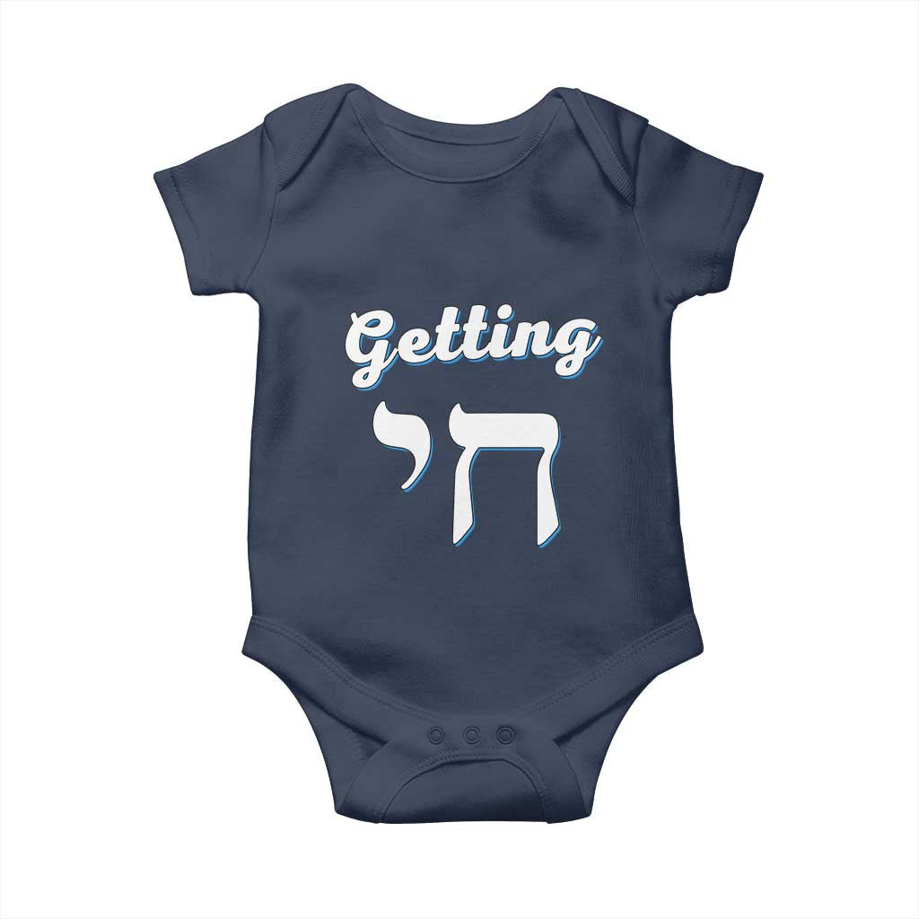 Funny Jewish Baby Onesie Getting Chai High Hanukkah Humor TS10 Navy Print Your Wear