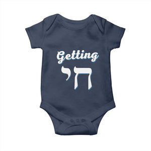 Funny Jewish Baby Onesie Getting Chai High Hanukkah Humor TS10 Navy Print Your Wear