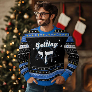 Funny Jewish Hanukkah Ugly Sweater Getting Chai High Hanukkah Humor TS10 Black Blue Print Your Wear