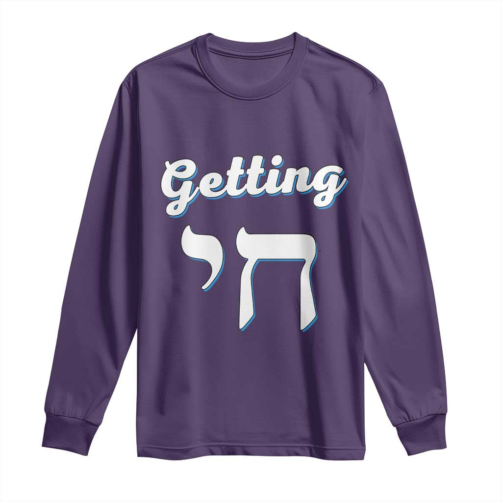 Funny Jewish Long Sleeve Shirt Getting Chai High Hanukkah Humor TS10 Purple Print Your Wear