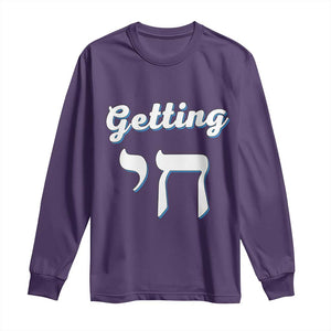 Funny Jewish Long Sleeve Shirt Getting Chai High Hanukkah Humor TS10 Purple Print Your Wear