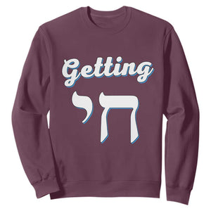 Funny Jewish Sweatshirt Getting Chai High Hanukkah Humor TS10 Maroon Print Your Wear