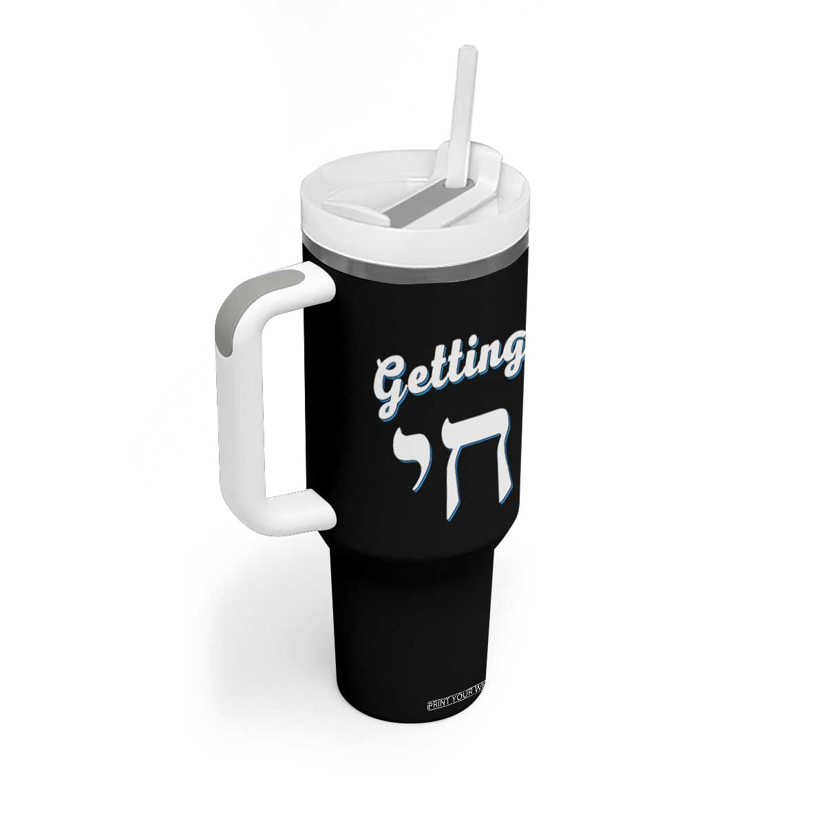 Funny Jewish Tumbler With Handle Getting Chai High Hanukkah Humor TS10 Print Your Wear