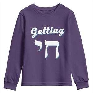 Funny Jewish Youth Sweatshirt Getting Chai High Hanukkah Humor TS10 Purple Print Your Wear