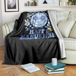 Happy Hanukkah Throw Blanket Groovy Star Of David Smile Face Chanukah Pajama TS10 Print Your Wear