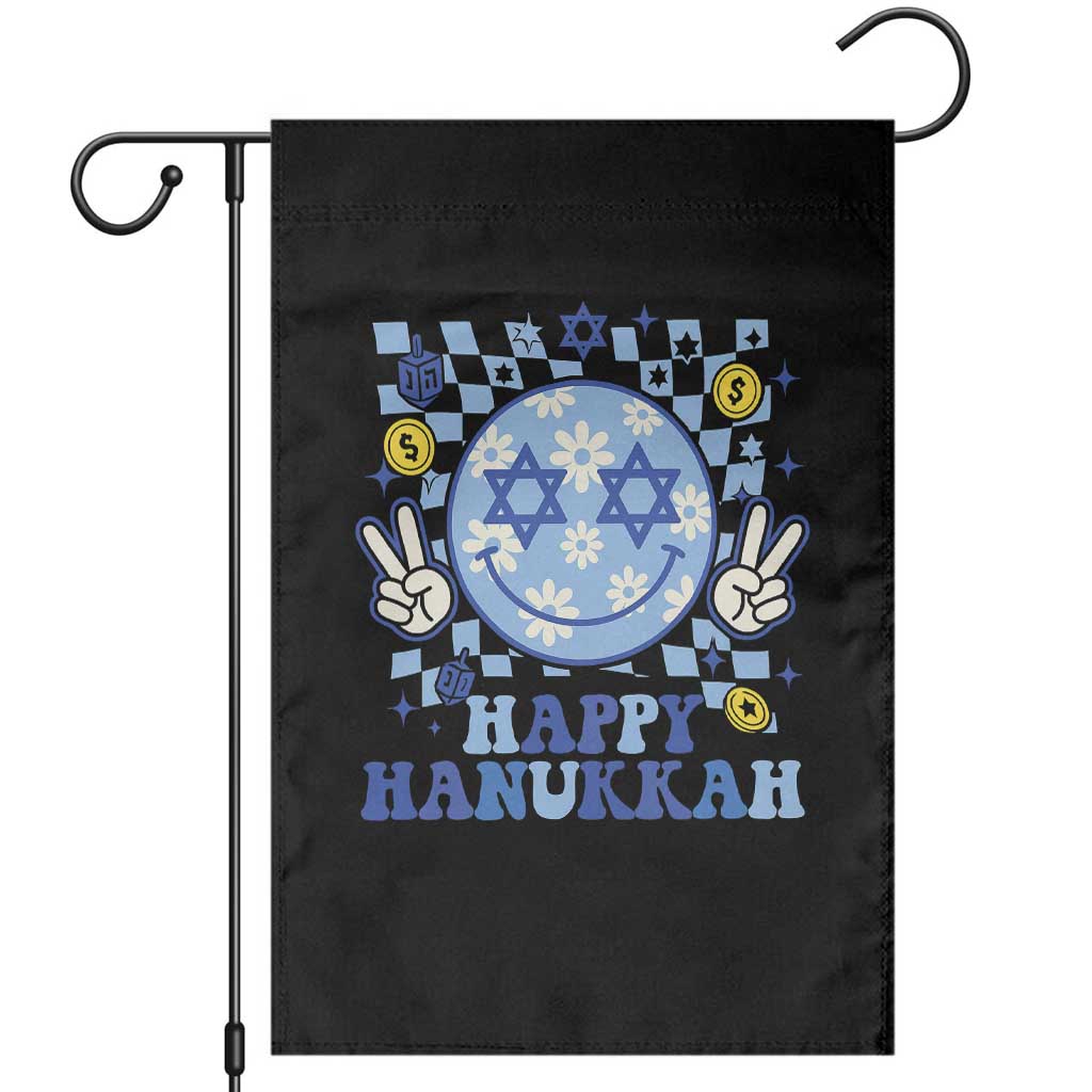 Happy Hanukkah Garden Flag Groovy Star Of David Smile Face Chanukah Pajama TS10 Black Print Your Wear