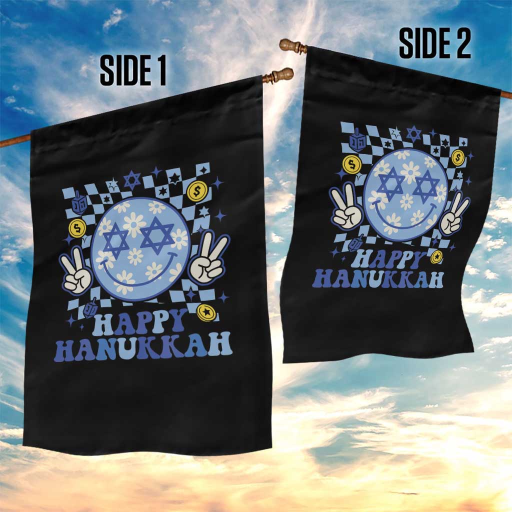 Happy Hanukkah Garden Flag Groovy Star Of David Smile Face Chanukah Pajama TS10 Print Your Wear