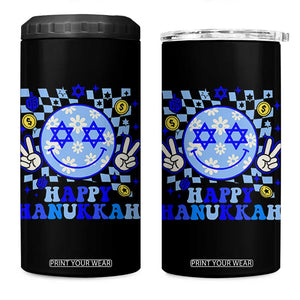 Happy Hanukkah 4 in 1 Can Cooler Tumbler Groovy Star Of David Smile Face Chanukah Pajama TS10 One Size: 16 oz Black Print Your Wear