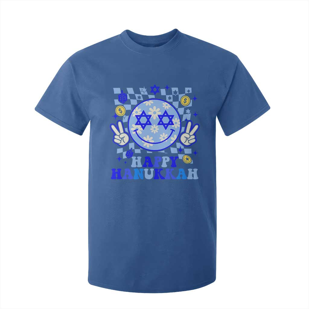 Happy Hanukkah T Shirt For Kid Groovy Star Of David Smile Face Chanukah Pajama TS10 Royal Blue Print Your Wear