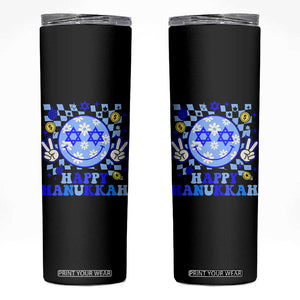 Happy Hanukkah Skinny Tumbler Groovy Star Of David Smile Face Chanukah Pajama TS10 Black Print Your Wear