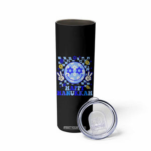 Happy Hanukkah Skinny Tumbler Groovy Star Of David Smile Face Chanukah Pajama TS10 Print Your Wear