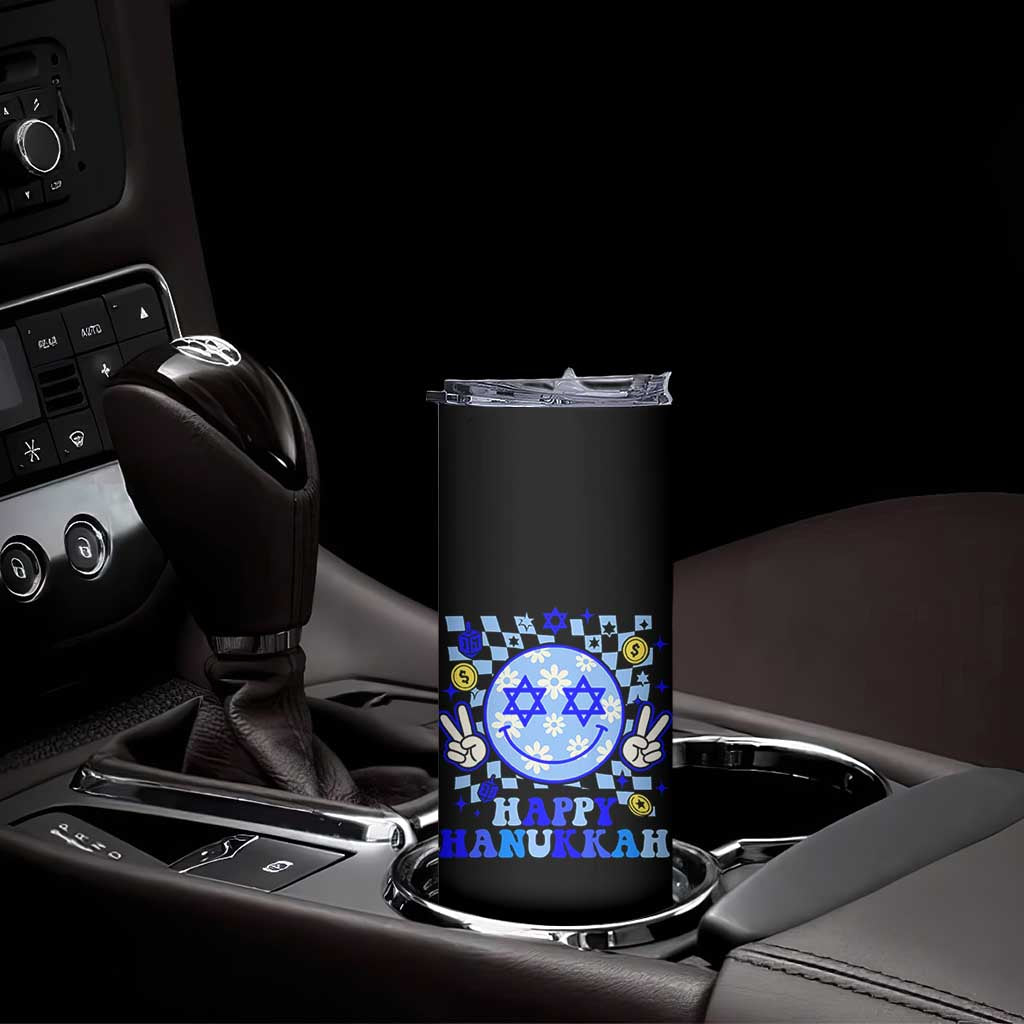 Happy Hanukkah Skinny Tumbler Groovy Star Of David Smile Face Chanukah Pajama TS10 Print Your Wear