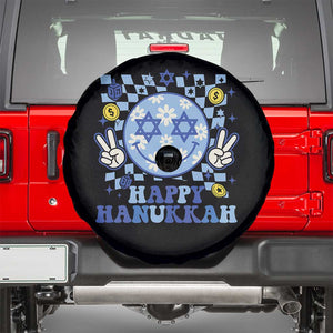 Happy Hanukkah Spare Tire Cover Groovy Star Of David Smile Face Chanukah Pajama TS10 Black Print Your Wear